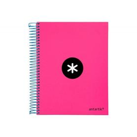 KD55 - Cuaderno espiral liderpapel a5 micro antartik tapa forrada 120h 100 gr liso con bandas 6 taladros color rosa fluor