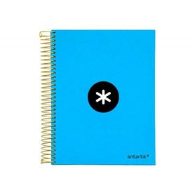 KD11 - Cuaderno espiral liderpapel a5 micro antartik tapa forrada 120h 100 gr horizontal 5 bandas 6 taladros color azul