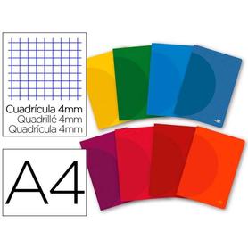 Libreta liderpapel 360 tapa de plastico a4 48 hojas 90g/m2 cuadro 4mm con margen colores surtidos