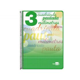 BF81 - Cuaderno espiral liderpapel folio pautaguia tapa dura 80h 75 gr cuadro pautado 3 mmcon margen colores surtidos