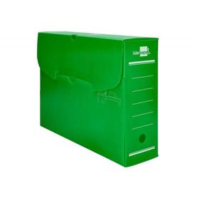 Caja archivo definitivo Liderpapel folio de 100 mm de lomo plástico verde