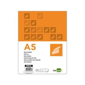 RB02 - Recambio liderpapel a5 100 hojas 100g/m2 horizontal con margen 6 taladros