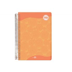Agenda espiral liderpapel classic a6 2023 semana vista portada polipropileno papel 70 gr color naranja