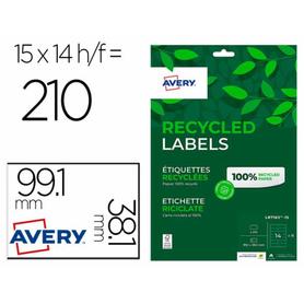 LR7163-15 - Etiqueta adhesiva avery blanca permanente reciclada 100% para impresora laser 99,1x38,1 mm caja de 210