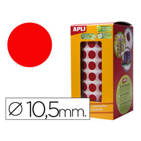Gomets autoadhesivos circulares 10,5 mm rojo en rollo