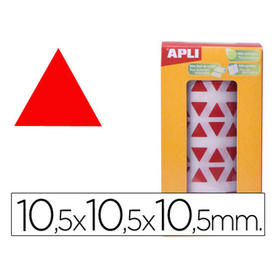 Gomets autoadhesivos triangulares 10,5x10,5x10,5 mm rojo en rollo
