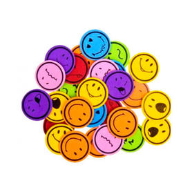 Figuras caritas sonrientes de foamy autoadhesivas 35 mm bolsas de 60 unidades colores surtidos