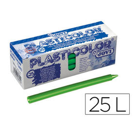 Lapices cera jovi plasticolor unicolor verde claro caja de 25 unidades