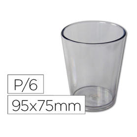 Vaso de abs transparente con borde grueso redondeado apto microondas y lavavajillas 95x75 mm pack de 6 unidades