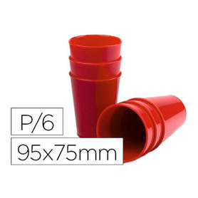 Vaso de abs rojo con borde grueso redondeado apto microondas y lavavajillas 95x75 mm pack de 6 unidades