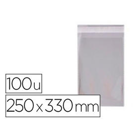 Bolsa polipropileno apli 250x330 mm transparente cierre adhesivo paquete de 100 unidades