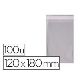 Bolsa polipropileno apli 120x180 mm transparente cierre adhesivo paquete de 100 unidades