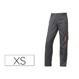 Pantalon deltaplus con cintura ajustable y 5 bolsillos color gris - naranja talla xs