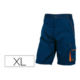 Pantalon de trabajo deltaplus bermuda cintura ajustable 5 bolsillo color azul naranja talla xl
