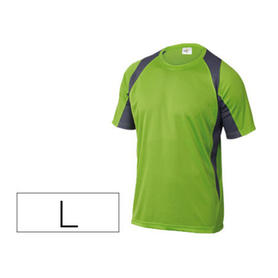 Camiseta deltaplus poliester manga corta cuello redondo tratamiento secado rapido color verde-gris talla l