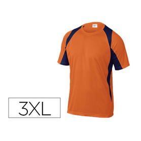 Camiseta deltaplus poliester manga corta cuello redondo tratamiento secado rapido color naranja-marino talla 3xl