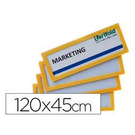Marco identificacion tarifold adhesivo 120x45 mm amarillo pack de 4 unidades