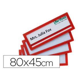 Marco identificacion tarifold adhesivo 80x45 mm rojo pack de 4 unidades