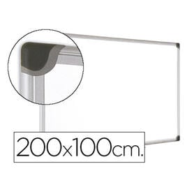 Pizarra blanca bi-office magnetica maya w ceramica vitrificada marco de aluminio 200 x 100 cm con bandeja para