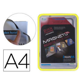 Marco porta anuncios tarifold magneto din a4 con 4 bandas magneticas en el dorso color amarillo pack de 2 unidades