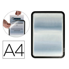 Marco porta anuncios tarifold magneto din a4 dorso adhesivo removible color negro pack de 2 unidades