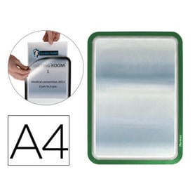 Marco porta anuncios gtarifold magneto din a4 dorso adhesivo removible color verde pack de 2 unidades