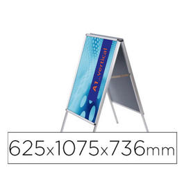Caballete para poster jensen display aluminio doble cara din a1 marco de 25 mm con cantoneras 625 x 1075 x 736