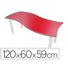 Mesa infantil mobeduc t3 rectangular onda patas de tubo metal tablero mdf laminado 120x60 cm