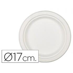 Plato de fibra natural nupik biodegradable blanco 17 cm de diametro apto microondas paquete de 50 unidades