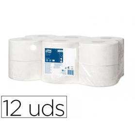 Papel higienico tork mini jumbo 2 capas 170 mt para dispensador t2 paquete de 12 unidades