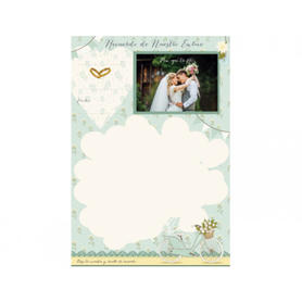 Recuerdo boda arguval foto + huellas invitados carton 5mm para colgar en la pared lienzo 34x49 cm y foto 13x18