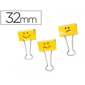 Pinza metalica rapesco reversible 32 mm emojis amarillo caja de 20 unidades