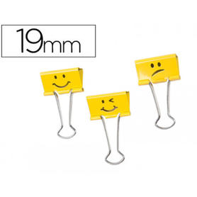 Pinza metalica rapesco reversible 19 mm emojis amarillo cajita de 20 unidades