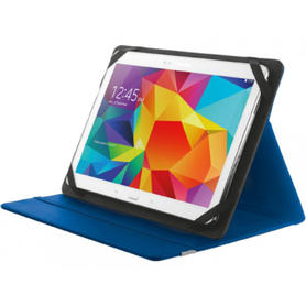 Funda trust primo folio universal para tablets 10" con soporte y cierre elastico color azul