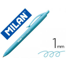 Boligrafo milan p1 retractil 1 mm touch azul claro