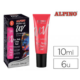 Maquillaje alpino fluorescente bajo luz ultravioleta rojo tubo 10 ml caja de 6 unidades