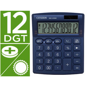 Calculadora citizen sobremesa sdc-812nrnve eco eficiente solar y a pilas 12 digitos 124x102x25 mm azul