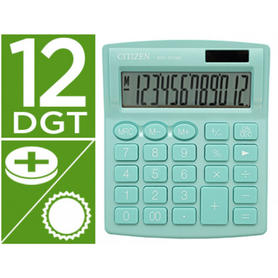 Calculadora citizen sobremesa sdc-812nrgne eco eficiente solar y a pilas 12 digitos 124x102x25 mm verde