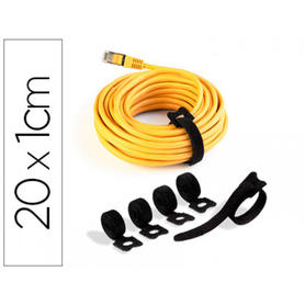 Velcro durable autoajustable negro 20x1 cm para agrupar cables pack de 5 unidades