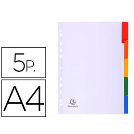 Separador exacompta cartulina blanca juego de 5 separadores pestaña colores din a4 11 taladros