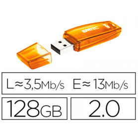 Memoria usb emtec flash c410 128 gb 2.0 naranja
