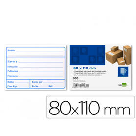 Etiquetas de envio liderpapel 80x110mm adhesiva paquete de 100