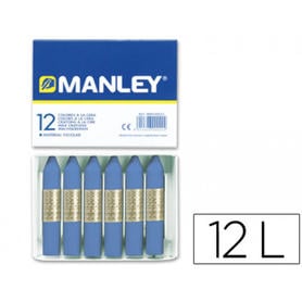 Lapices cera manley unicolor azul ultramar -caja de 12 n.18