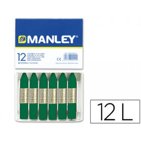 Lapices cera manley unicolor verde esmeralda -caja de 12 n.24