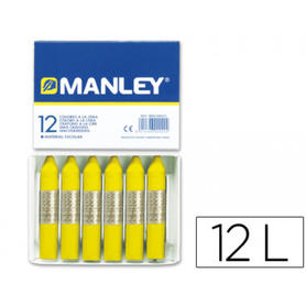 Lapices cera manley unicolor amarillo limon -caja de 12 n.2