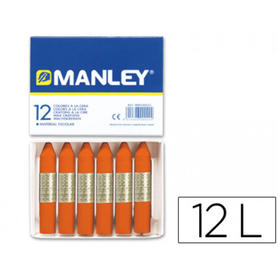Lapices cera manley unicolor naranja -caja de 12 n.6