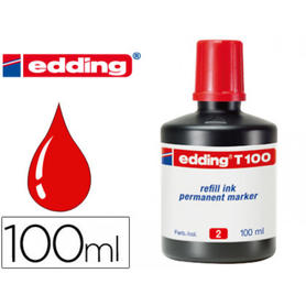 Tinta rotulador edding t-100 rojo -frasco de 100 ml