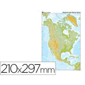 Mapa mudo color din a4 america norte fisico