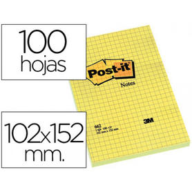 Bloc de notas adhesivas quita y pon post-it 102x152 mm cuadriculado -662-
