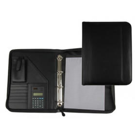 Carpeta portafolios 80-848 negra 260x355 mm cremallera 4 anillas 40 mm calculadora con bolsa para movil